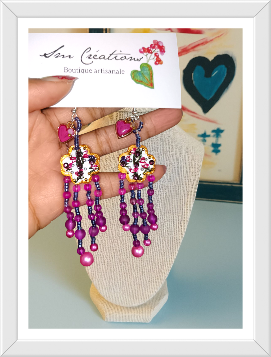 Boucle d'oreille artisanale | Arte | ''Nuage perlé'' E25/26