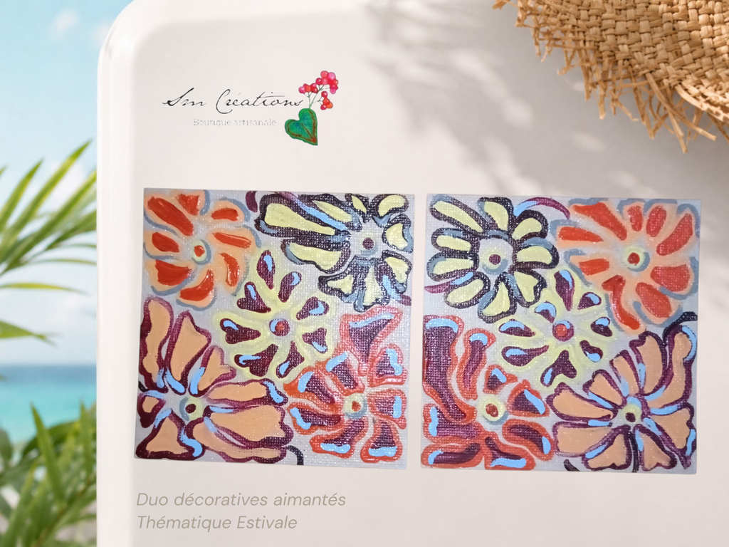🌸 Aimants décoratifs artisanaux peints à la main – Collection Été
