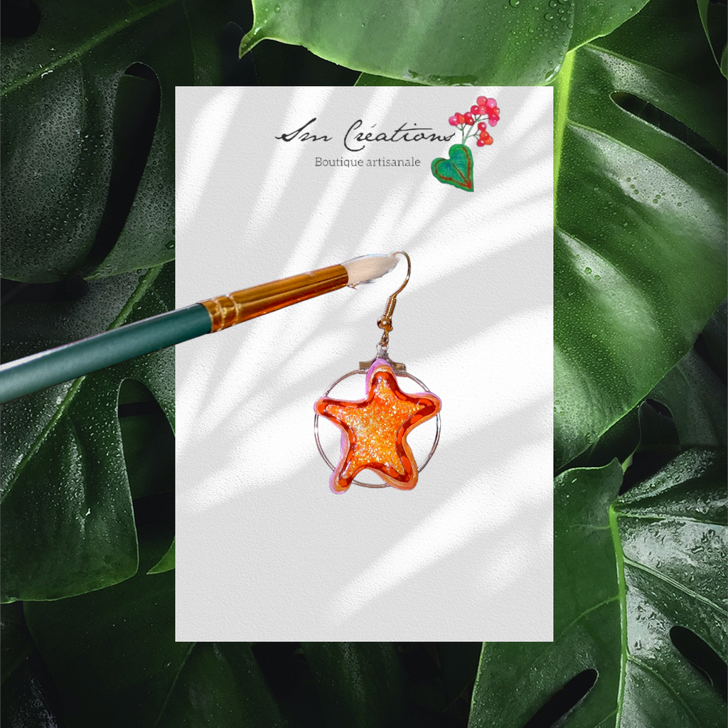 Boucle d'oreille en gomme d'arabique/ acrylic paint/ perles de rocaille ''Handmade with paint'' Capsule Splash - 2025