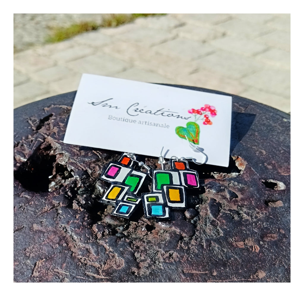 Boucle d'oreille artisanale Arte| ''L'algo rythme?" 95% Naturel