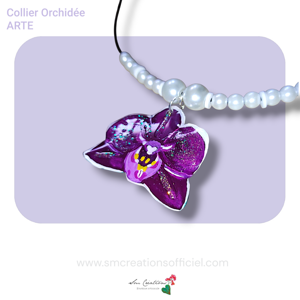 Collier Handmade ''Orchidée royale''