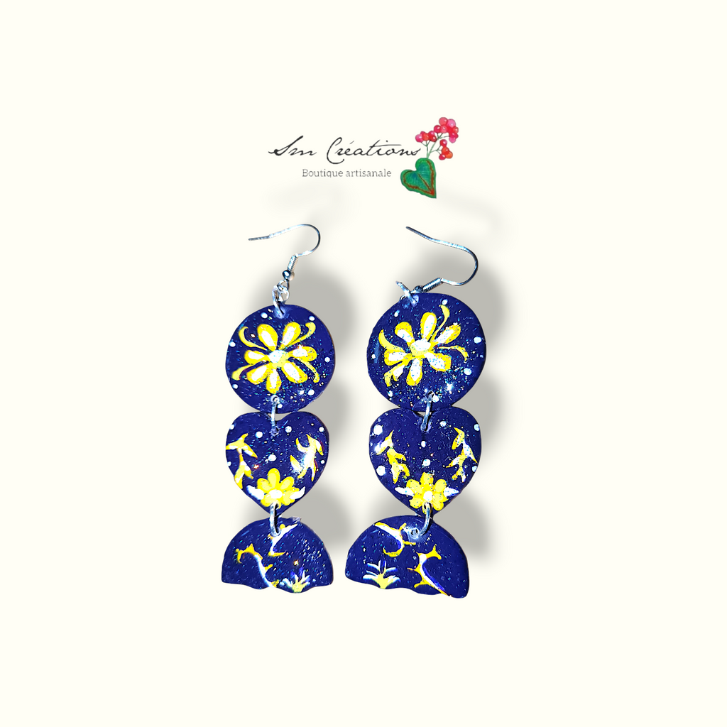 Boucle d'oreille artistique |''𝖫𝗎𝗇ardizz'' Color Pop| 95% Naturel Fais Main