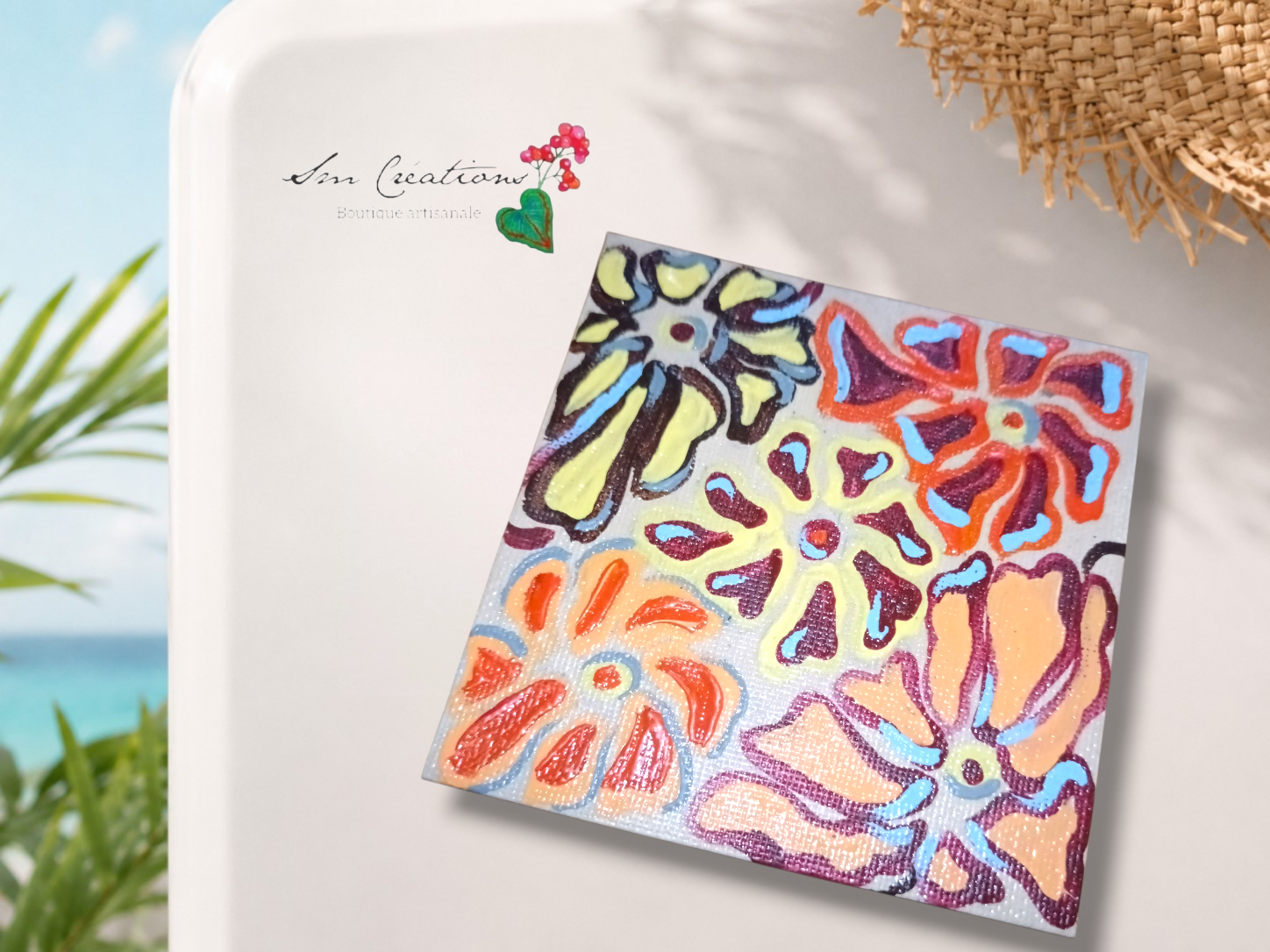 🌸 Aimants décoratifs artisanaux peints à la main – Collection Été