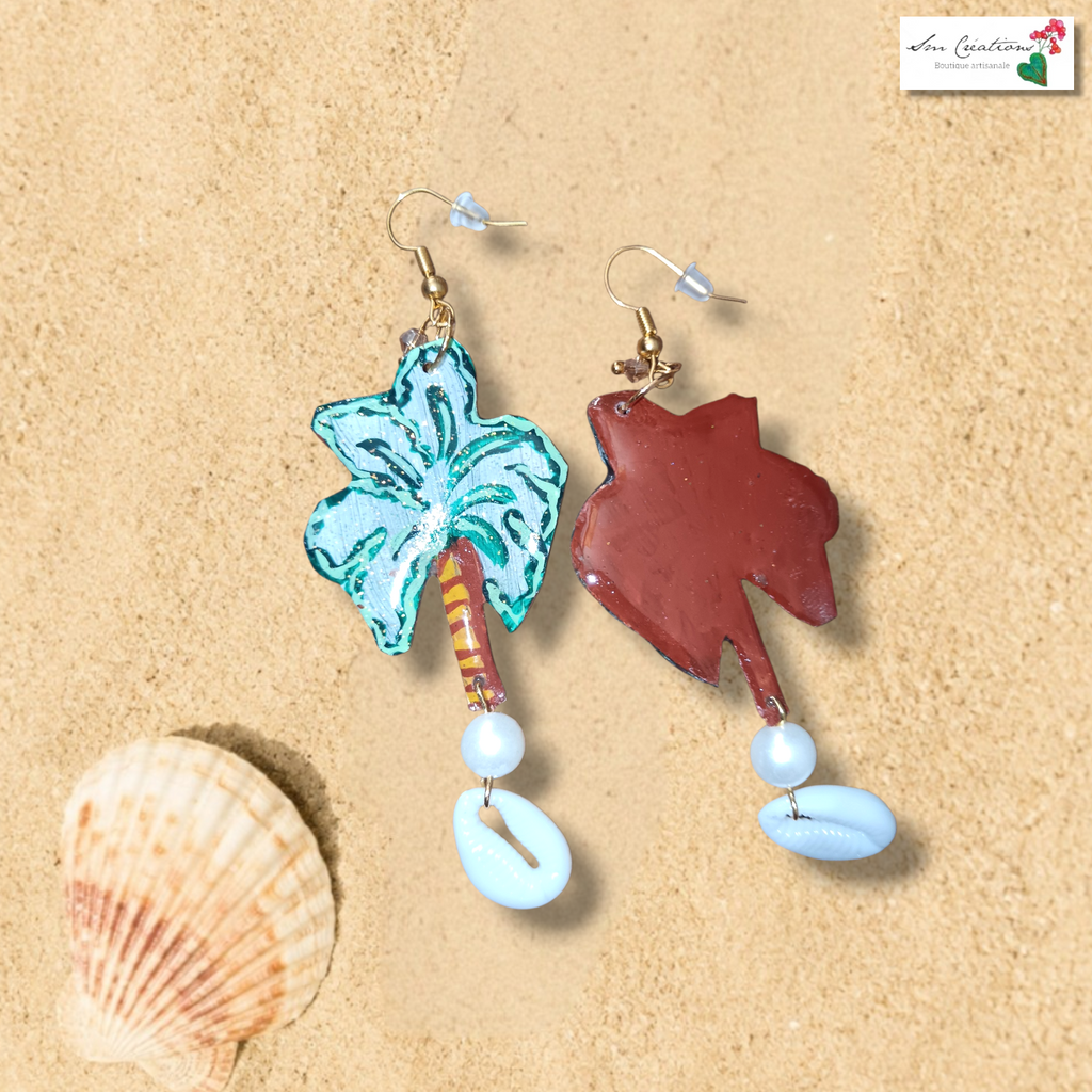 🌴 Boucles d'oreilles artisanales « Palm Beach »