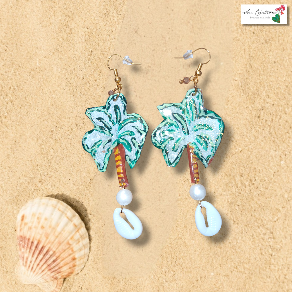 🌴 Boucles d'oreilles artisanales « Palm Beach »