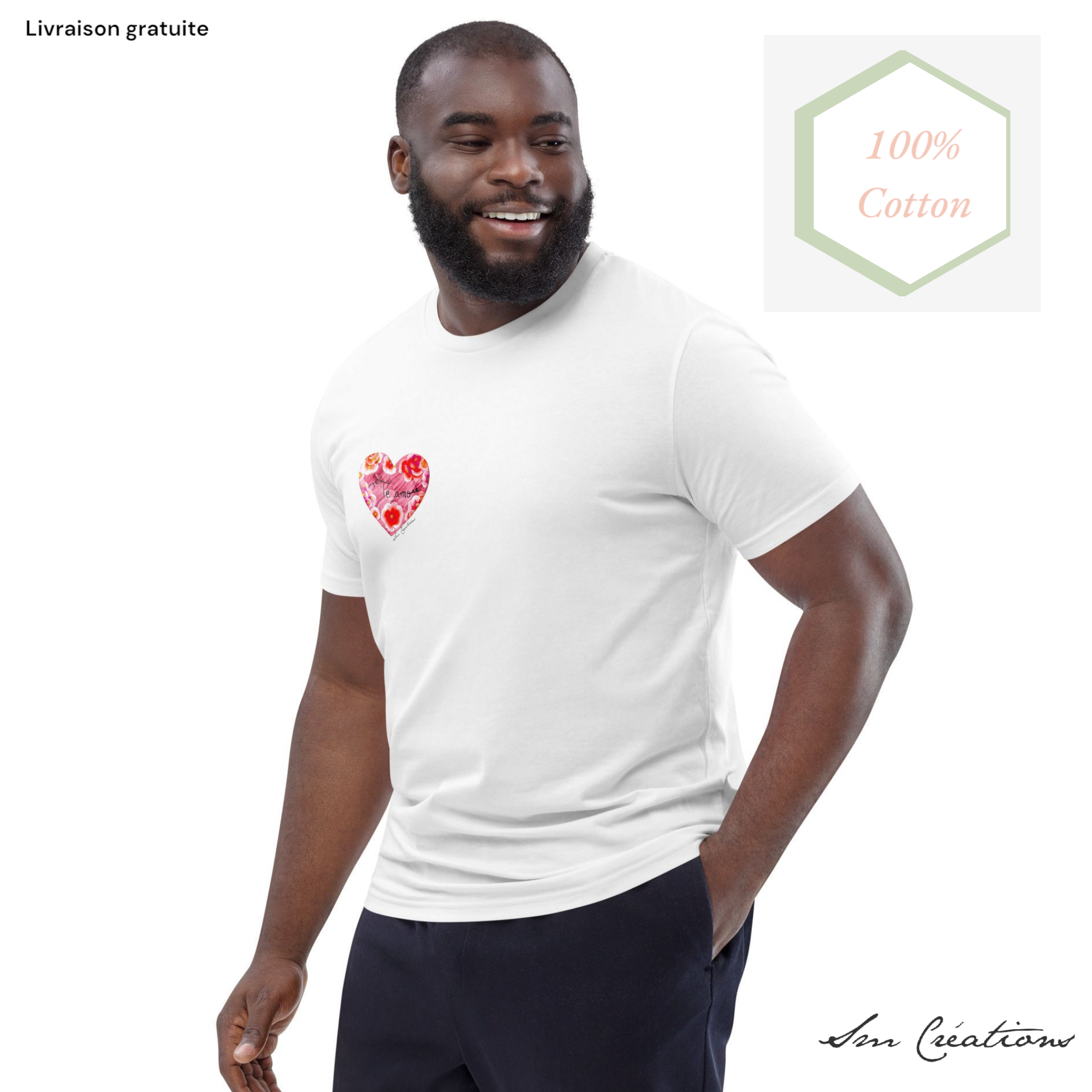 T-shirt unisexe en coton biologique "Te Amo" Design Spring Summer 2025