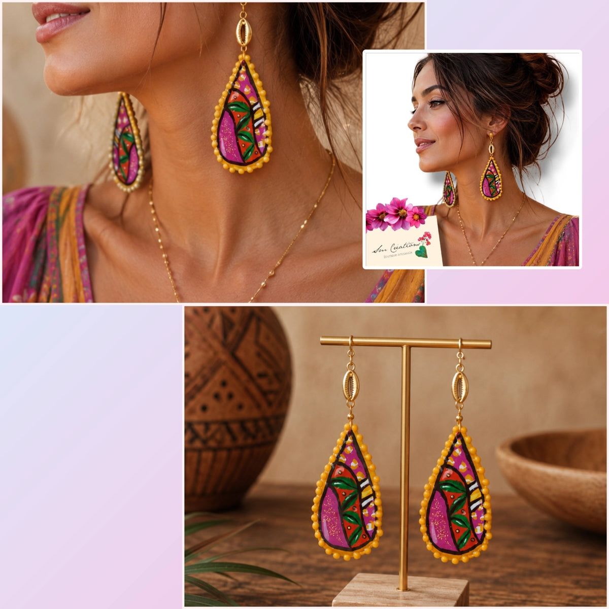 Boucle d'oreille Arte | ''Goutte d'or'' /95% Naturel