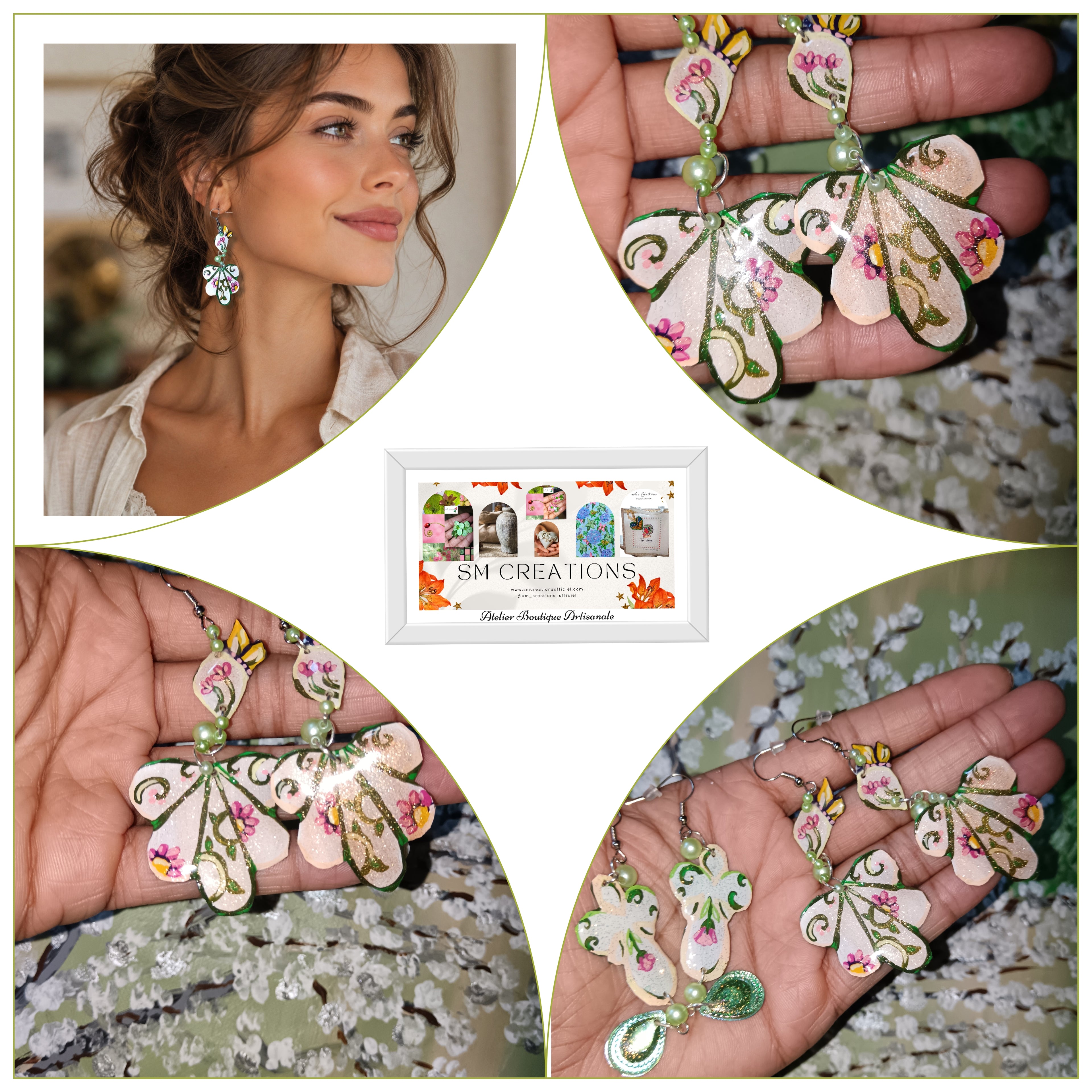 Boucle d'oreille artistique |''Pendantes florales II ''| 95% Naturel Fais Main - Arte chic