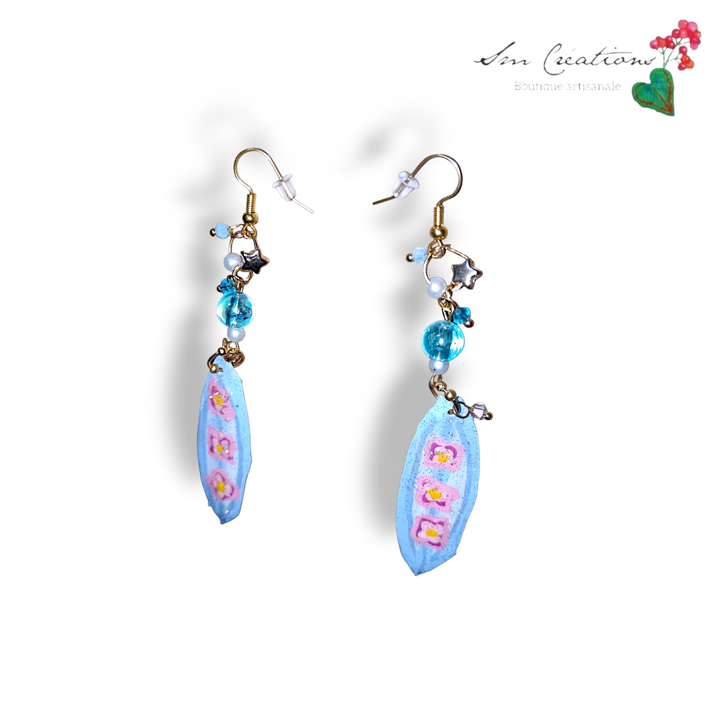 Boucles d'oreilles artisanales "Surf Fleuri" 🏄🌸