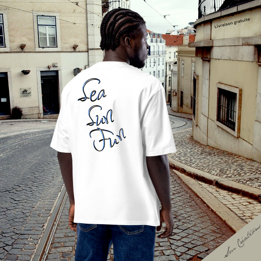 T-shirt lourd oversize 100% Cotton ''Fleurs d'été'' Sea Sun Fun 2025 Men