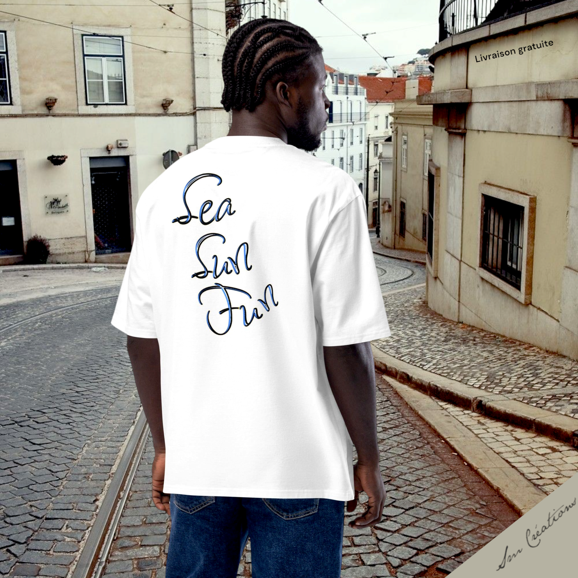 T-shirt lourd oversize 100% Cotton ''Fleurs d'été'' Sea Sun Fun 2025 Men