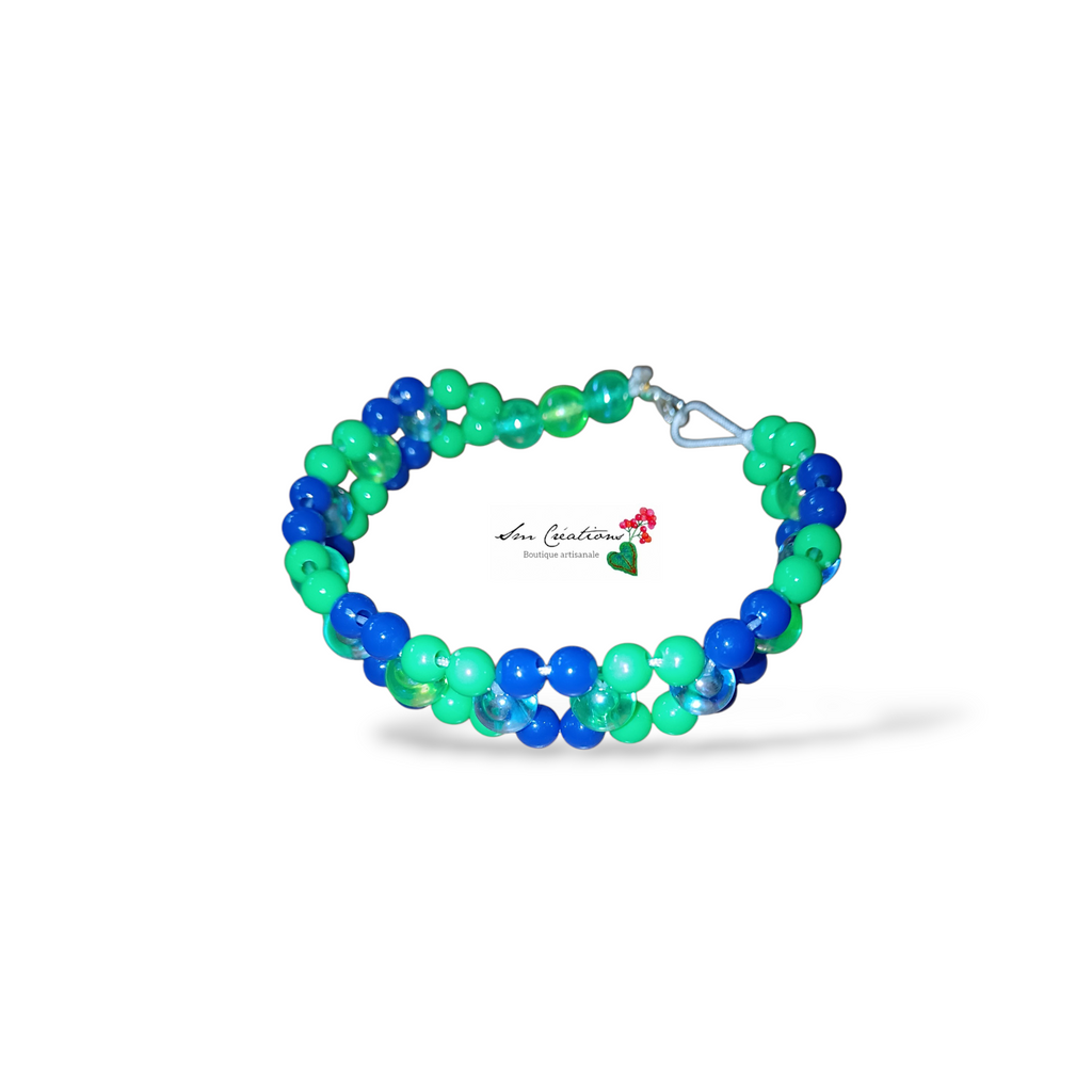 Bracelet artisanale exemplaire unique ''Entres terre et mer'' Couleurs Peps
