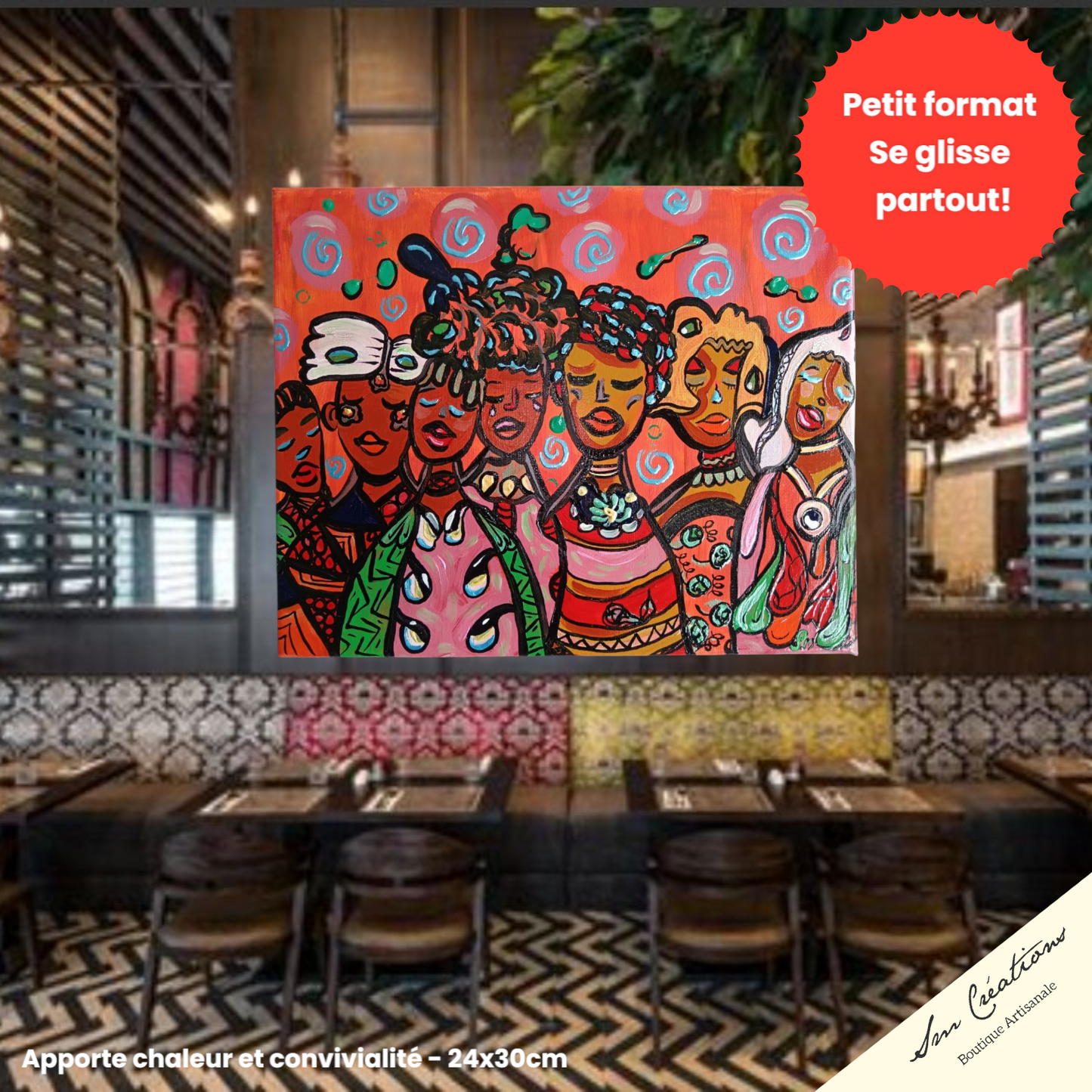 "Le collectif" Peinture acrylique 24 X 30 cm - Pièce unique originale signée avec certificat d'authenticité