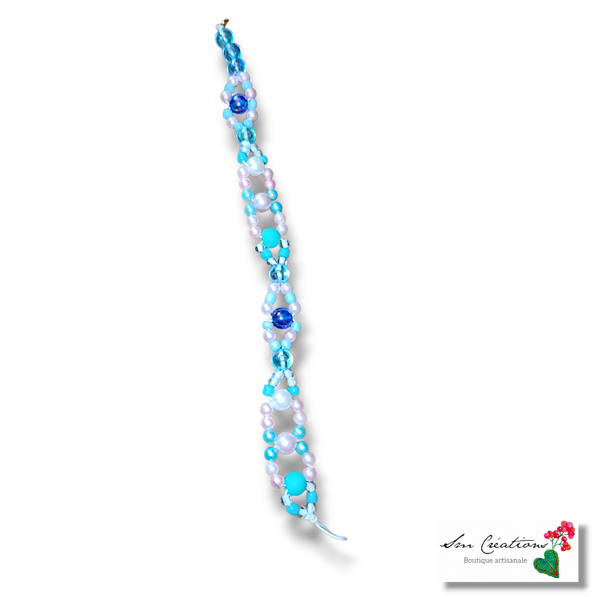 Bracelet bohème chic - Coloris Bleu/ Rose irisé
