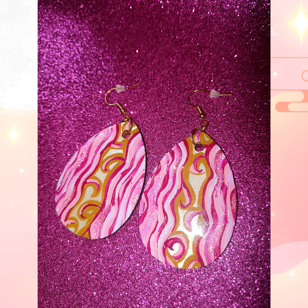 Boucle d'oreille ''Comme une vague de rose''Création unique