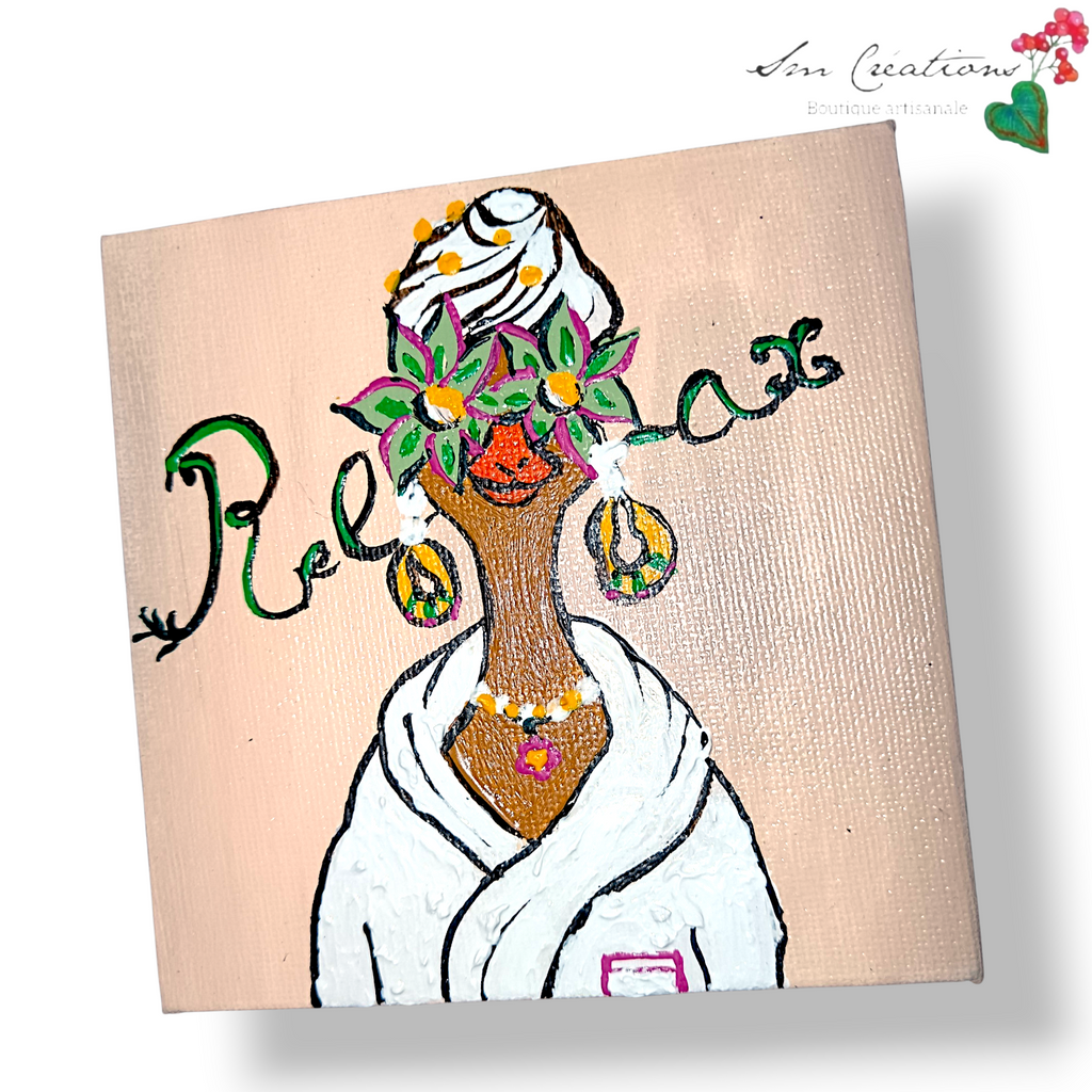 🎨 Mini tableau aimanté artisanal – « Relax »