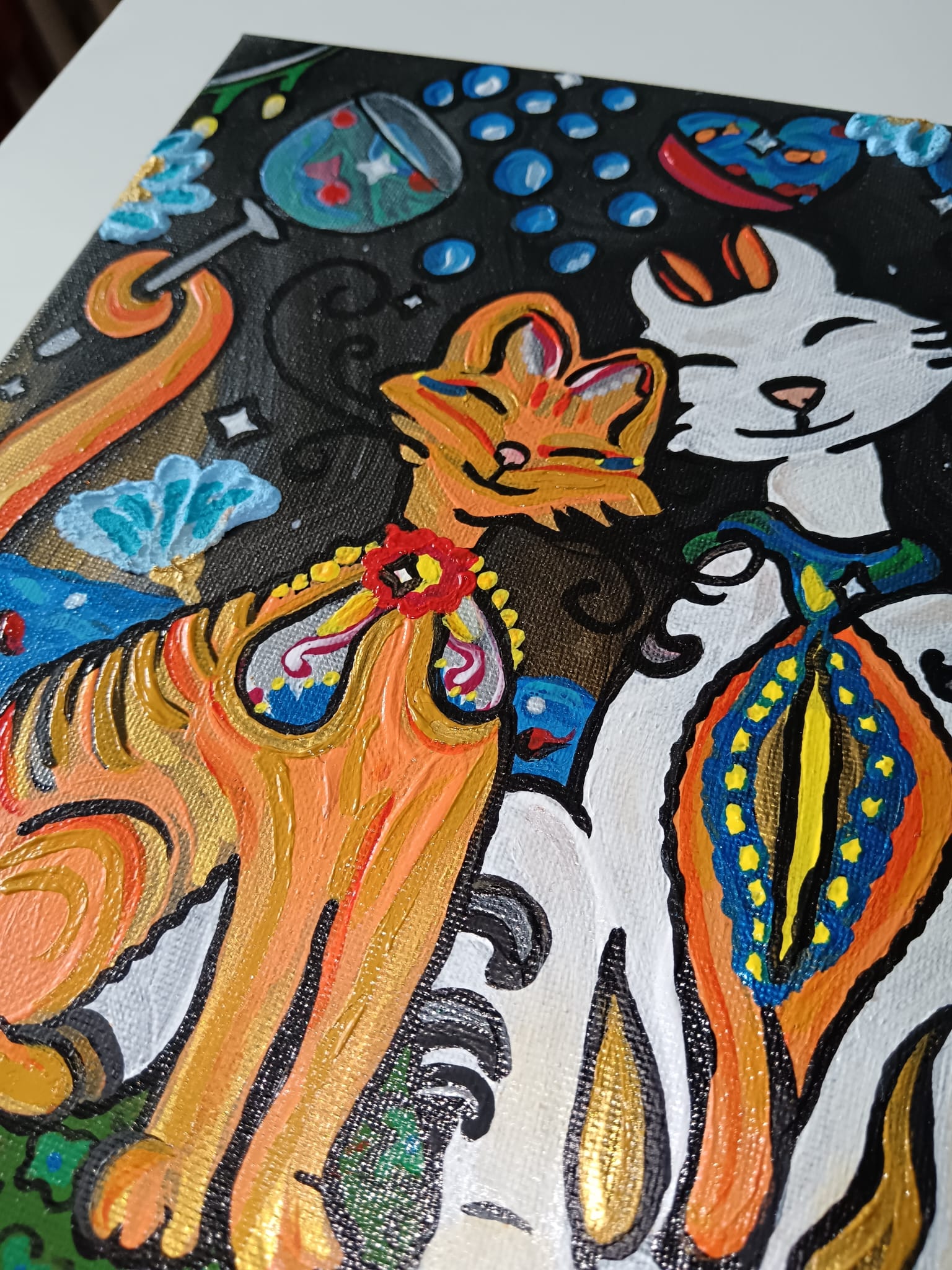 "Flashback" Peinture acrylique/ texturée sur fleurs - Exemplaire unique - Signé avec certificat