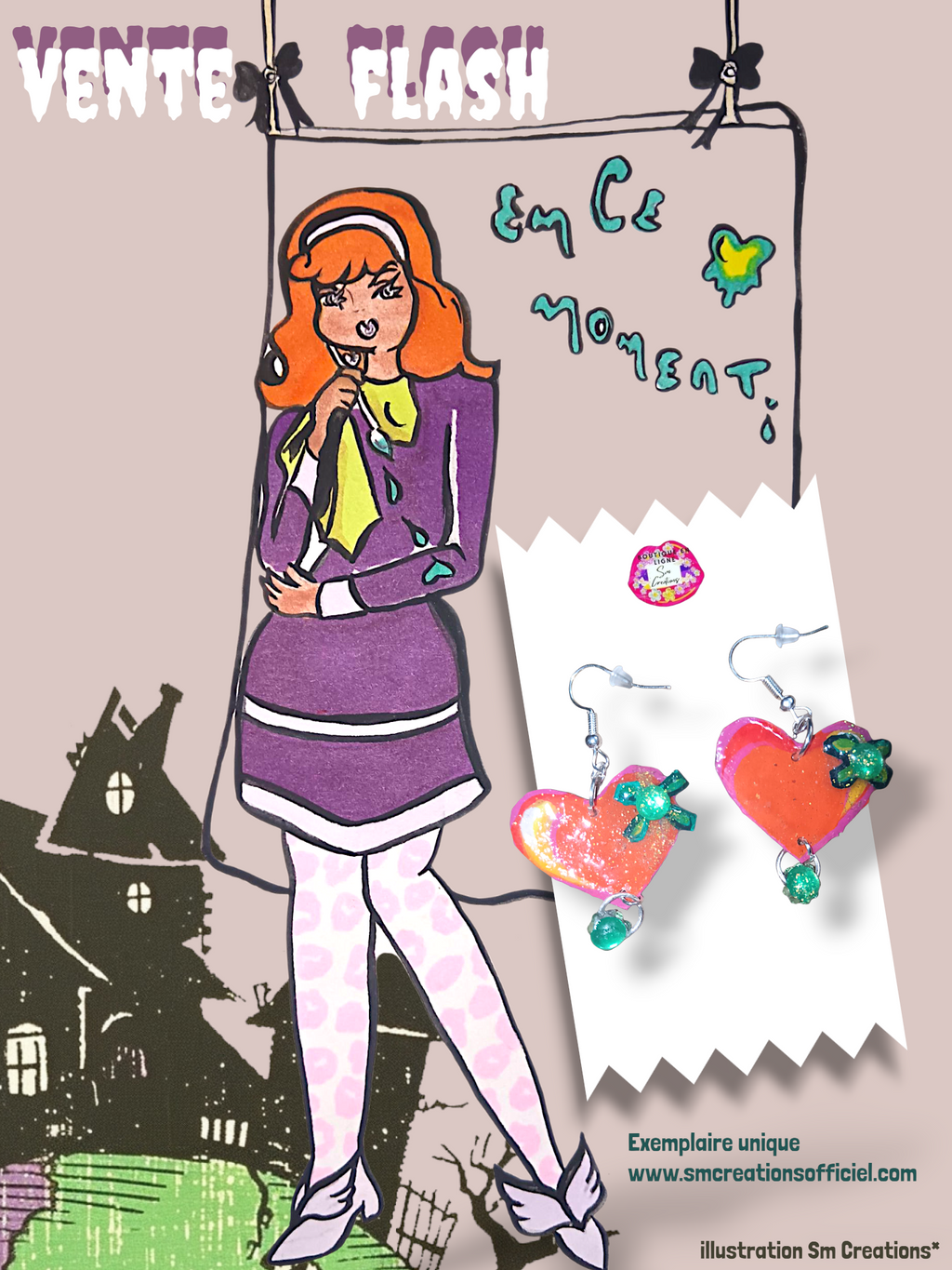 Boucle d'oreille artisanale artistique | Fin d'Octobre