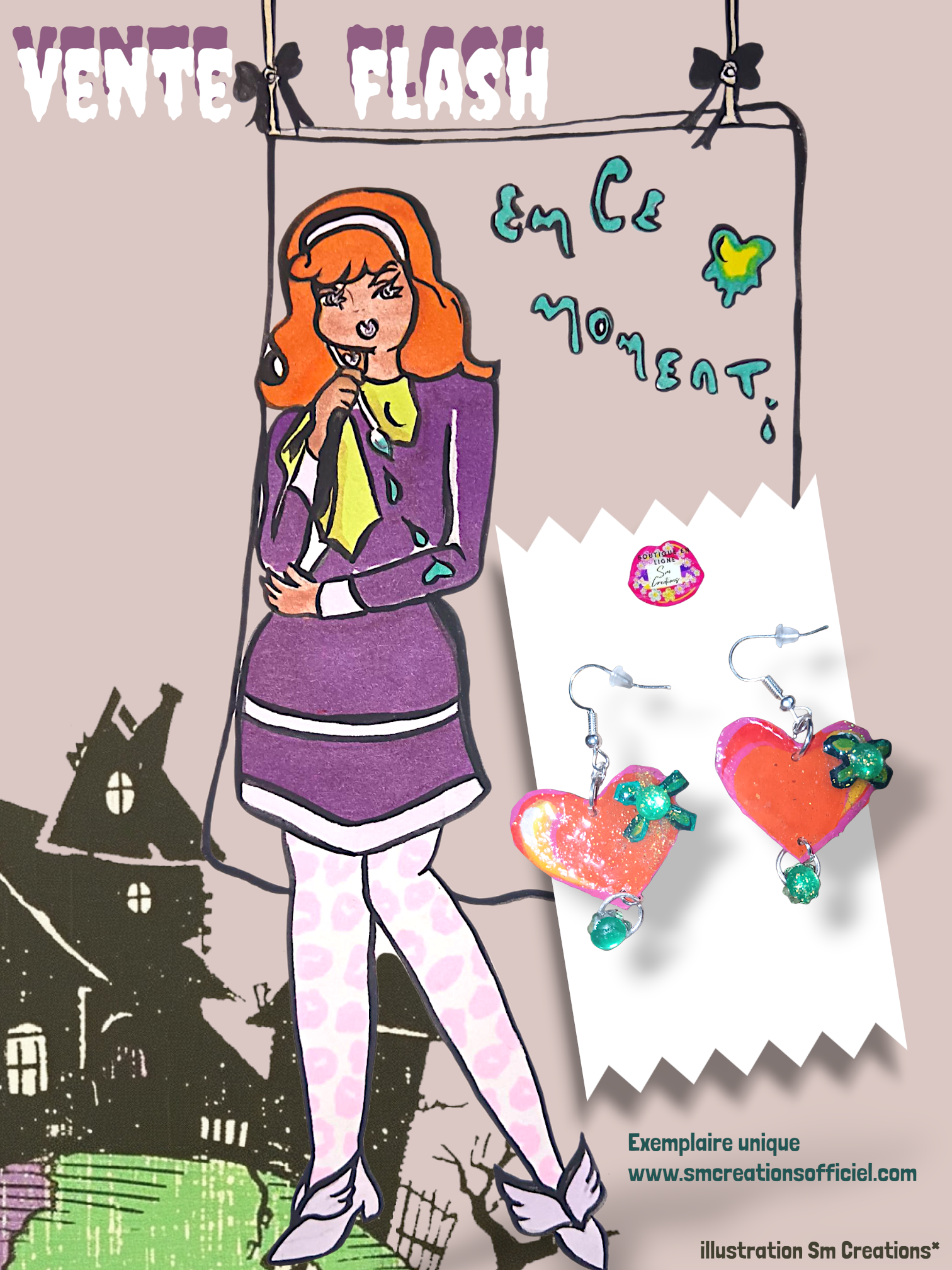 Boucle d'oreille artisanale artistique | Fin d'Octobre