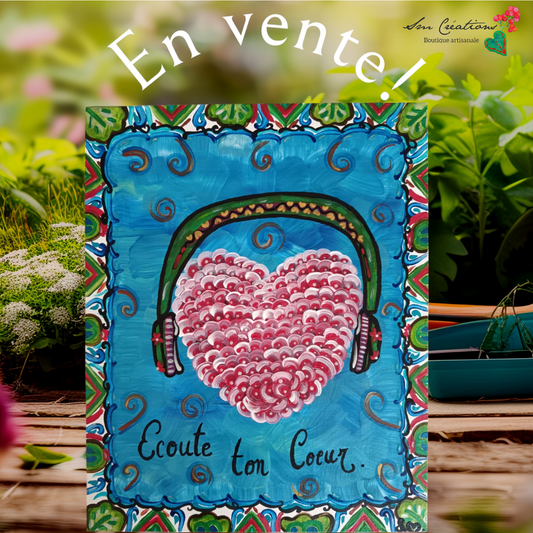 "Ecoute ton coeur" Peinture acrylique 24X30 Oeuvre originale - 𝓒𝓸𝓵𝓵𝓮𝓬𝓽𝓲𝓸𝓷 𝓟𝓮𝓷𝓼𝓮̄𝓮 𝓟𝓸𝓼𝓲𝓽𝓲𝓿𝓮