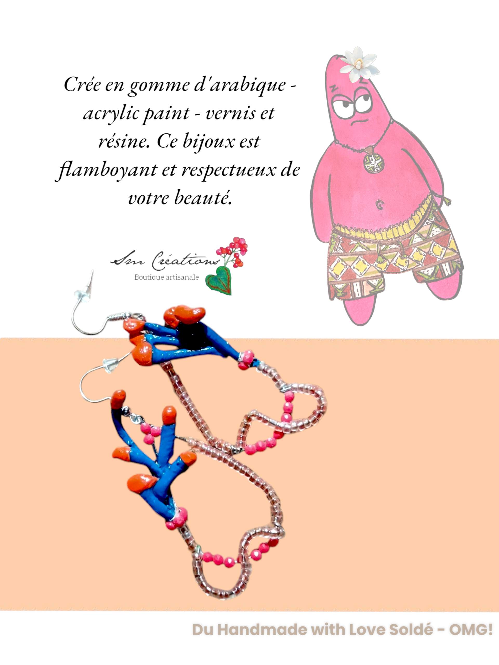 Boucle d'oreille en gomme d'arabique vernis ''Splash II" Edition 2025 ✨