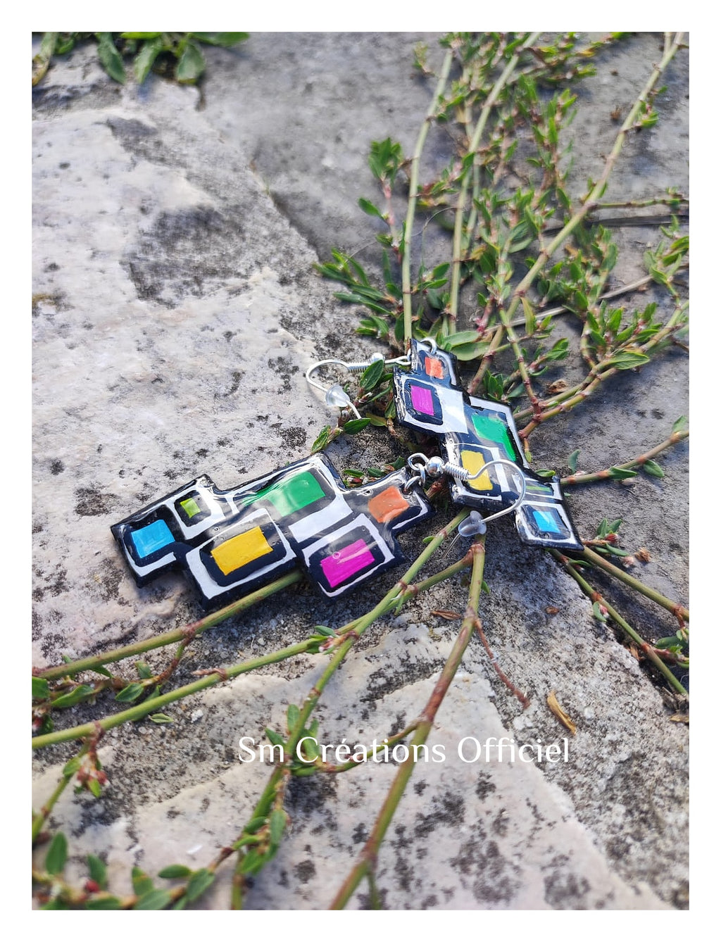 Boucle d'oreille artisanale Arte| ''L'algo rythme?" 95% Naturel