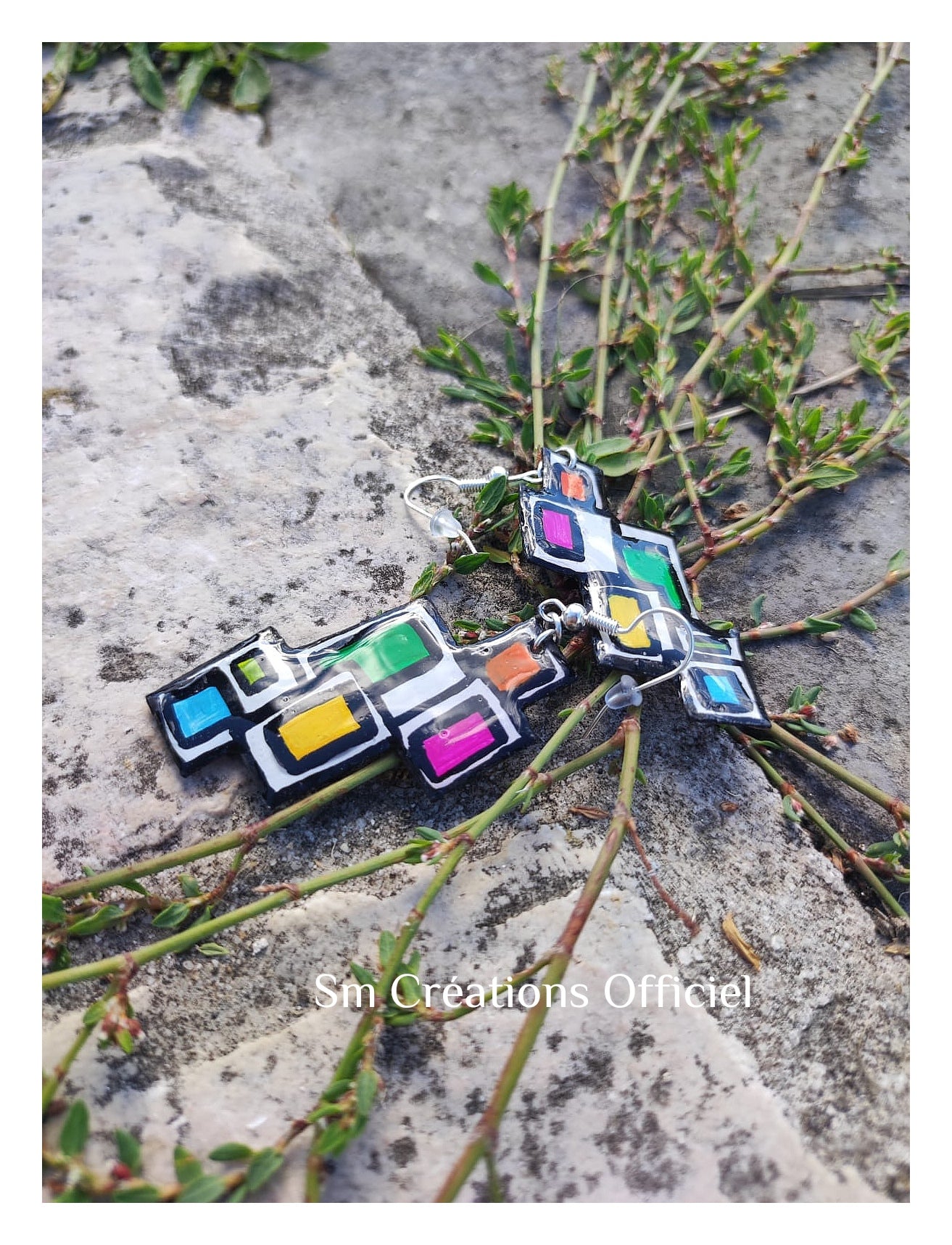 Boucle d'oreille artisanale Arte| ''L'algo rythme?" 95% Naturel