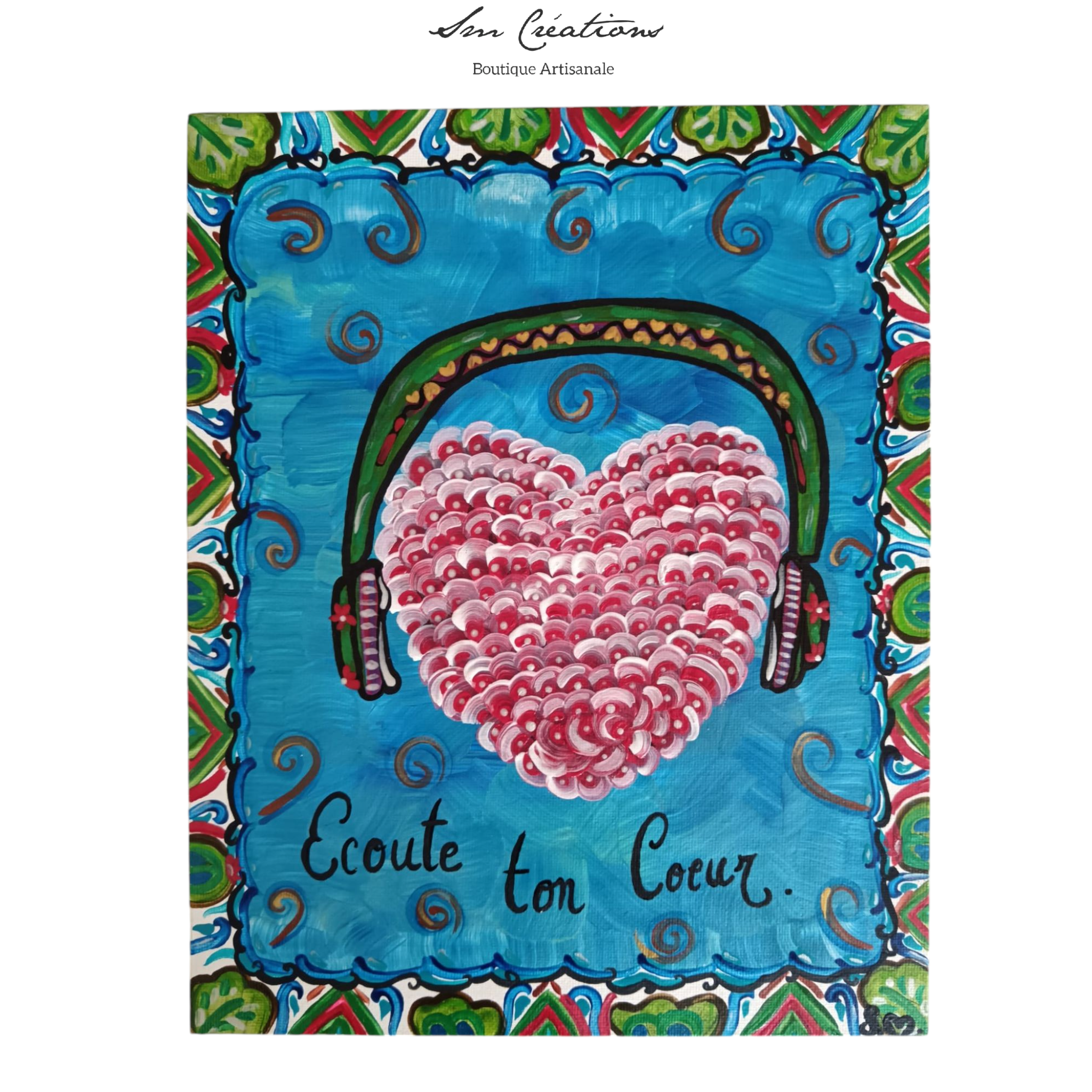 "Ecoute ton coeur" Peinture acrylique 24X30 Oeuvre originale - 𝓒𝓸𝓵𝓵𝓮𝓬𝓽𝓲𝓸𝓷 𝓟𝓮𝓷𝓼𝓮̄𝓮 𝓟𝓸𝓼𝓲𝓽𝓲𝓿𝓮