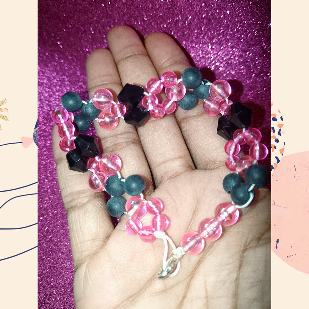BRACELET Fantaisiste ARTISANALE | ROSE ET NOIR. Création Unique