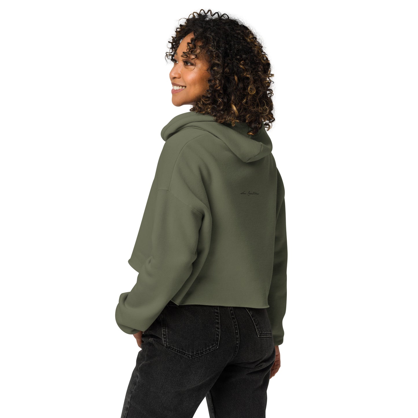 Sweat à Capuche Crop-Top '' 100% Nature'' Design 2025 Coloris Kaki